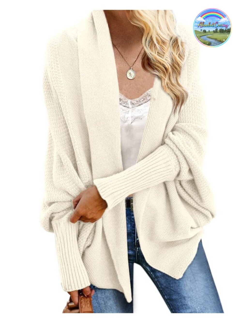 Women's Batwing Cable Knitted Slouchy Oversized Wrap Cardigan Sweater
